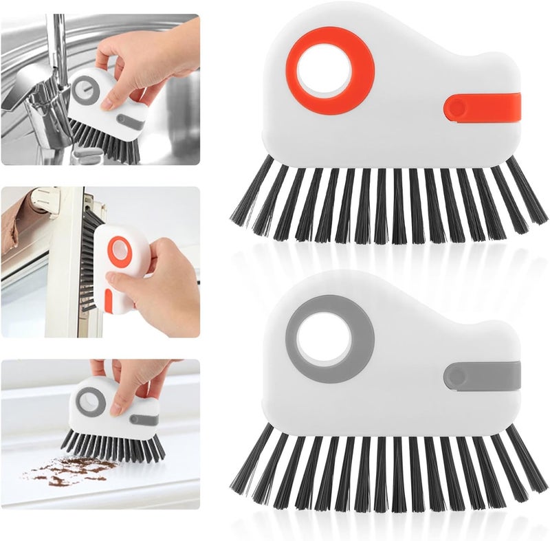 YOSINXU 2Pcs 2 in 1 Groove Cleaning Brush, Window Track Cleaning Tools with Hidden Scraper, Multifunctional Hard Bristle Grip Brush for Sliding Door Track, Window Sill - Image 1